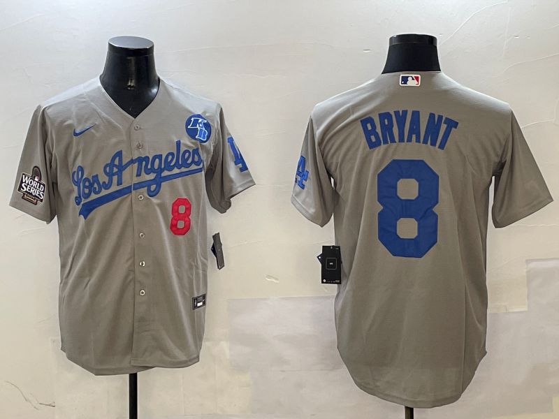 Men Los Angeles Dodgers 8 Bryant Grey Game 2025 Nike MLB Jersey style 7